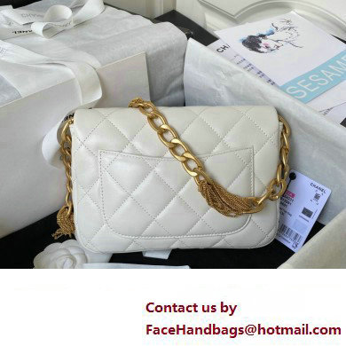 Chanel Lambskin  &  Gold-Tone Metal small flap bag white AS4231 2023